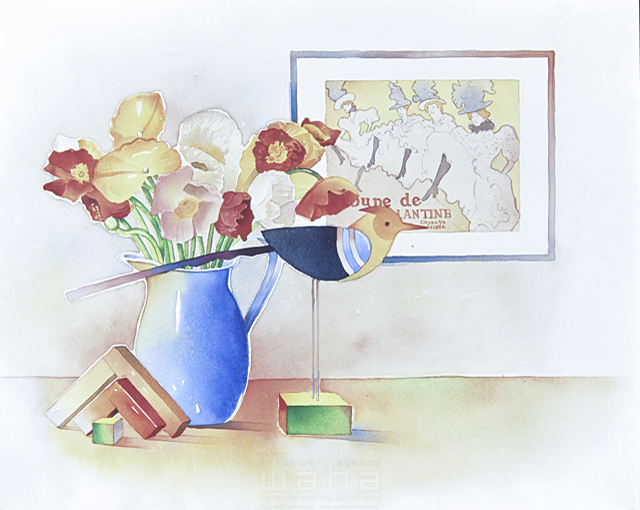 水彩 植物 花 花瓶 インテリア おしゃれ 部屋 飾り イラスト作品紹介 イラスト 写真のストックフォトwaha ワーハ カンプデータは無料