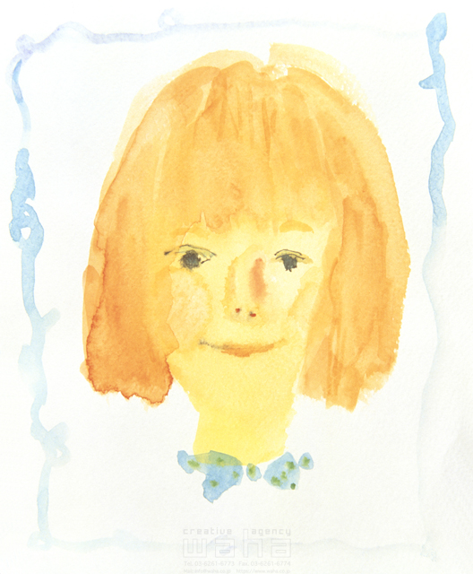 水彩 人 人物 女性 女の子 子供 小学生 笑顔 笑う 顔 イラスト作品紹介 イラスト 写真のストックフォトwaha ワーハ カンプデータは無料