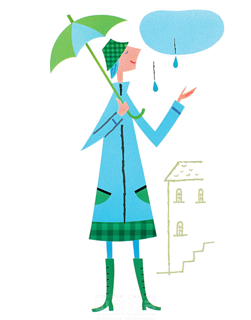 人物 女性 コート 傘 雨 梅雨 雨上がり 屋外 散歩 イラスト作品紹介 イラスト 写真のストックフォトwaha ワーハ カンプデータは無料