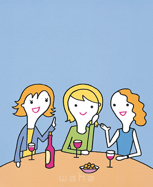 線画 人 人々 女性 大人 若者 20代 30代 女子会 飲み会 話す 会話 コミュニケーション レストラン おしゃれ ワイン お酒 アルコール テーブル 憩い 安らぎ 楽しい 賑やか 生活 日常 暮らし イラスト作品紹介 イラスト 写真のストックフォト