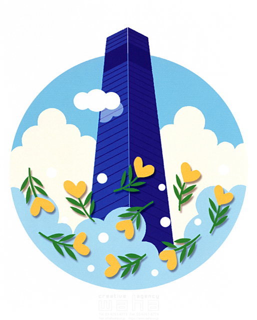 ビル 街 社会 自然 風景 ビル 都会的 建物 未来 将来 新しい 成功 成長 開発 上昇 創造 建設 高い 目指す 青空 雲 イラスト作品紹介 イラスト 写真のストックフォトwaha ワーハ カンプデータは無料