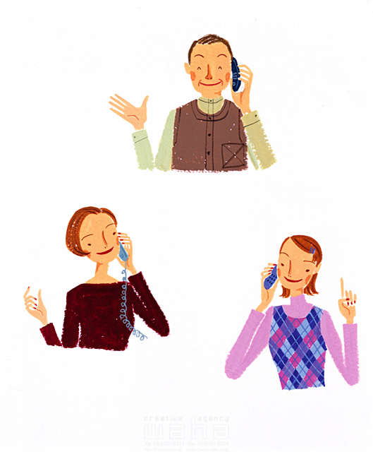 サトーノリコ 人物 家族 親子 携帯電話 3人 父 母 娘 男性 女性 通信 通話 話す コミュニケーション 通じ合う 電話 受話器 子機 イラスト作品紹介 イラスト 写真のストックフォトwaha ワーハ カンプデータは無料