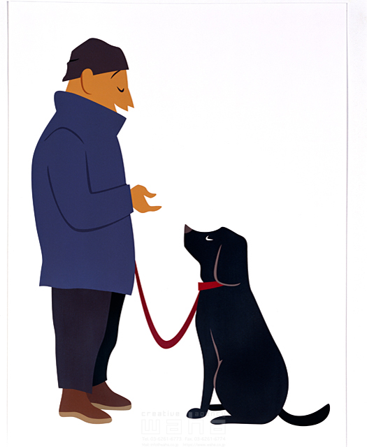 人物 男性 屋外 ペット 犬 帽子 躾け お世話 飼育 おすわり 信頼 守る 育む 通じ合う イラスト作品紹介 イラスト 写真のストックフォトwaha ワーハ カンプデータは無料