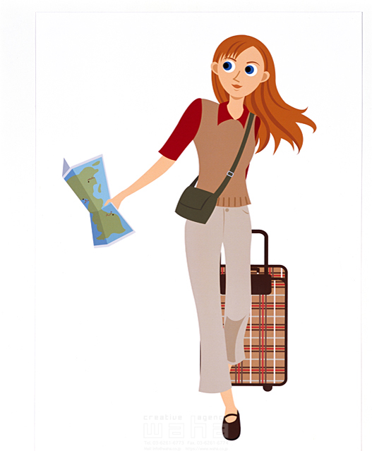 人物 女性 屋外 キャリーバック スーツケース 空港 旅立ち スタート 歩く 地図 イラスト作品紹介 イラスト 写真のストックフォトwaha ワーハ カンプデータは無料