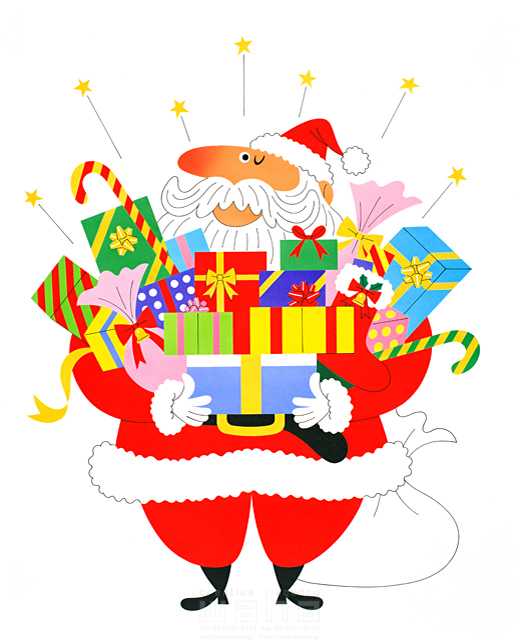 イラスト＆写真のストックフォトwaha（ワーハ）　プレゼント、記念日、サンタクロース、贈り物、贈る、行事　SUNNY　12-0146c