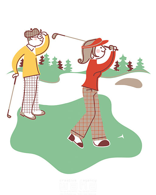 人物 スポーツ 夫婦 2人 屋外 ゴルフ ゴルフクラブ グリーン 芝生 コース 開放感 元気 健康的 イラスト作品紹介 イラスト 写真のストックフォトwaha ワーハ カンプデータは無料