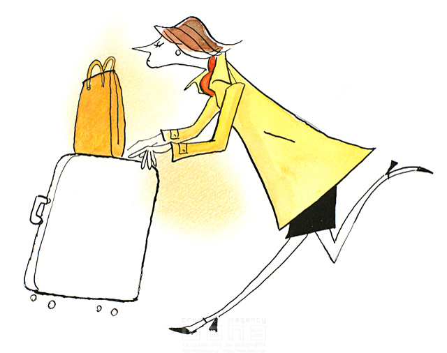 女性 屋外 海外旅行 コート スーツケース 走る 急ぐ 忙しい 遅刻 スタート 旅立ち 線画 イラスト作品紹介 イラスト 写真のストックフォトwaha ワーハ カンプデータは無料
