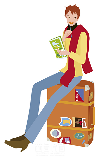 女性 屋外 海外旅行 スーツケース 旅行鞄 マップ 地図 ペン 探す 調べる 迷う 困る 考える マフラー イラスト作品紹介 イラスト 写真のストックフォトwaha ワーハ カンプデータは無料
