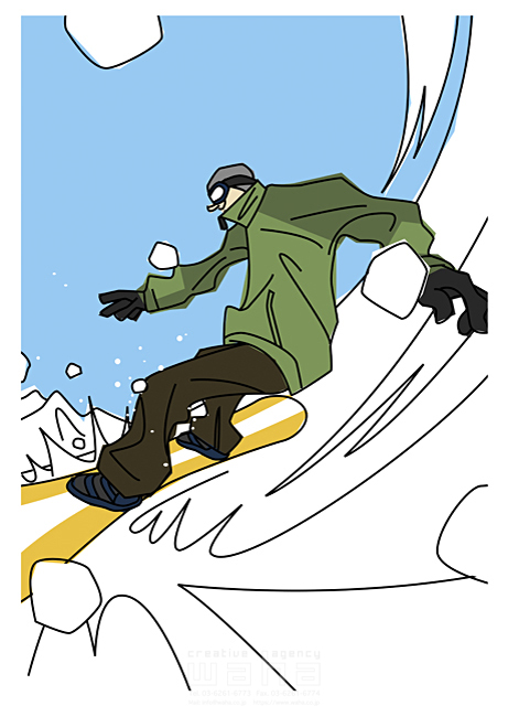 人物 冬 スポーツ 若者 男性 エネルギッシュ 勢い 元気 健康 挑戦 スノーボード スノボー 屋外 軽快 雪 スキー場 滑る 滑走 スピード感 イラスト作品紹介 イラスト 写真のストックフォトwaha ワーハ カンプデータは無料