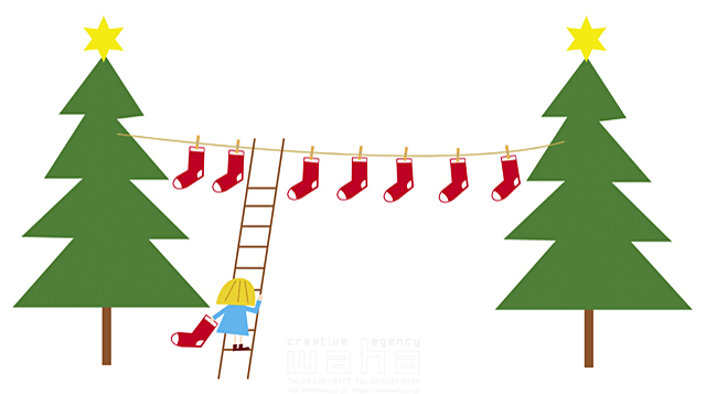 子供 女の子 元気 健康 ほのぼの 飾り付け クリスマスツリー 梯子 靴下 プレゼント ギフト 贈り物 行事 イラスト作品紹介 イラスト 写真のストックフォトwaha ワーハ カンプデータは無料