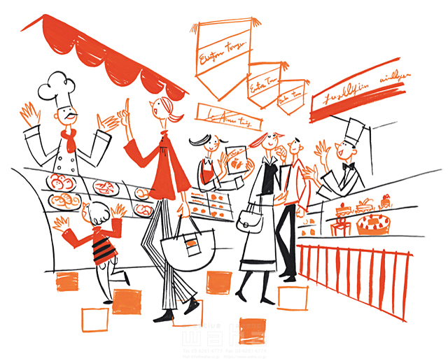 街 社会 ショッピング 複数 外出 繁盛 賑やか スーパーマーケット ショッピングセンター 食料品売場 店 楽しい 線画 イラスト作品紹介 イラスト 写真のストックフォトwaha ワーハ カンプデータは無料