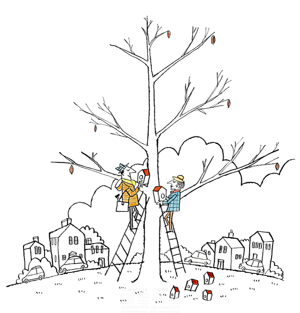愛情 2人 樹木 木の枝 巣箱 守る 自然 動物保護 線画 イラスト作品紹介 イラスト 写真のストックフォトwaha ワーハ カンプデータは無料