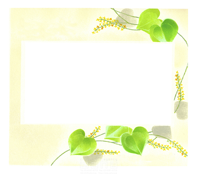 イラスト＆写真のストックフォトwaha（ワーハ）　樹木、葉、花、果実、メッセージボード、ご案内、おしらせ、ご紹介、草花、雑草、季節、春　石橋 富士子　15-0688a