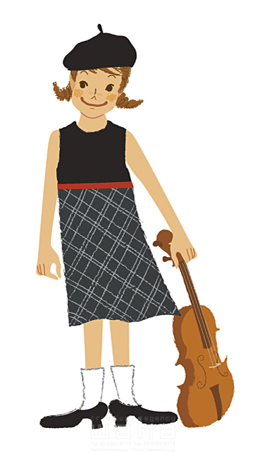 人物 子供 女の子 1人 楽器 バイオリン 音楽 イラスト作品紹介 イラスト 写真のストックフォトwaha ワーハ カンプデータは無料