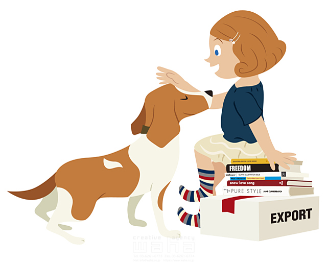 人物 子供 女の子 1人 遊ぶ ペット 犬 イラスト作品紹介 イラスト 写真のストックフォトwaha ワーハ カンプデータは無料