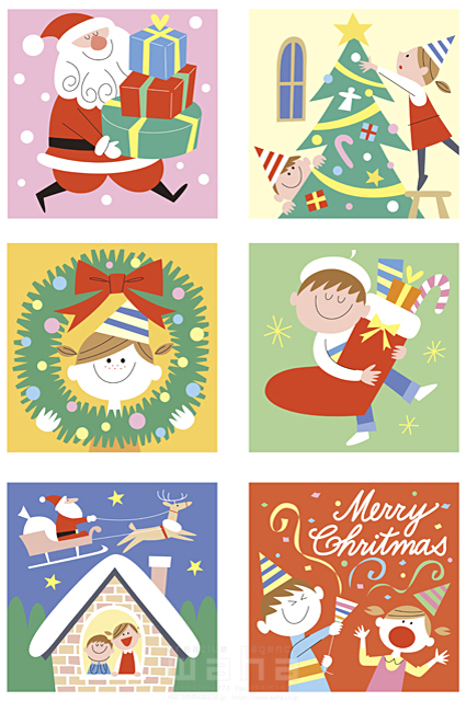 イラスト＆写真のストックフォトwaha（ワーハ）　人物、人々、サンタクロース、子供、冬、クリスマス、プレゼント、人物、人々、サンタクロース、子供、冬、クリスマス、プレゼント、人物、人々、サンタクロース、子供、冬、クリスマス、プレゼント、人物、人々、サンタクロース、子供、冬、クリスマス、プレゼント　SUNNY　16-0494c