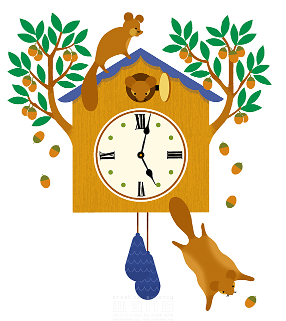イラスト＆写真のストックフォトwaha（ワーハ）　動物、時計、植物、木　eka　16-0971b