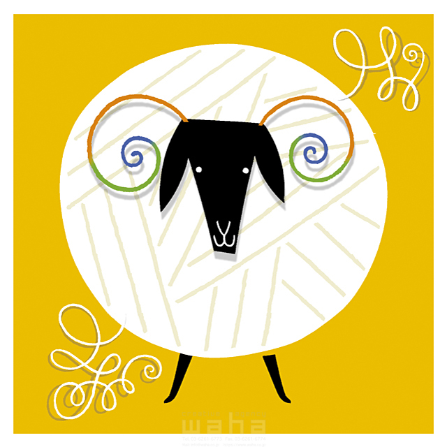 イラスト＆写真のストックフォトwaha（ワーハ）　動物、羊、毛糸　eka　16-0981bv
