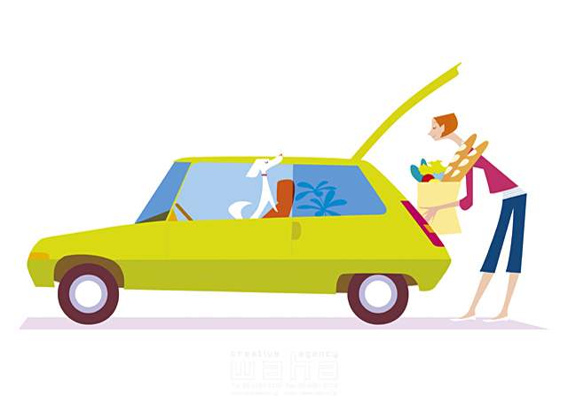 人物 女性 自動車 店 ペット 犬 荷物 持つ イラスト作品紹介 イラスト 写真のストックフォトwaha ワーハ カンプデータは無料