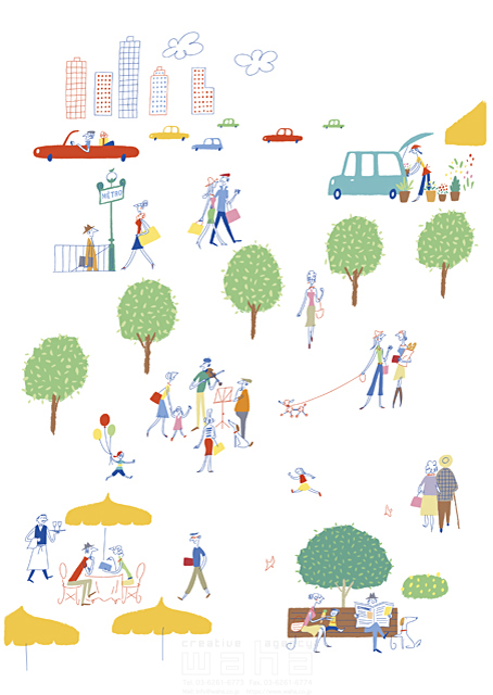 人物 人々 群衆 屋外 街 町 広場 歩く 公園 賑やか イラスト作品紹介 イラスト 写真のストックフォトwaha ワーハ カンプデータは無料