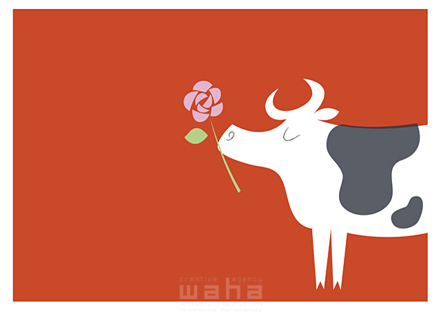 イラスト＆写真のストックフォトwaha（ワーハ）　動物、牛、干支、正月　SUNNY　18-0014b