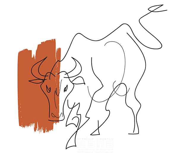 イラスト＆写真のストックフォトwaha（ワーハ）　動物、牛、干支　SUNNY　18-0022a