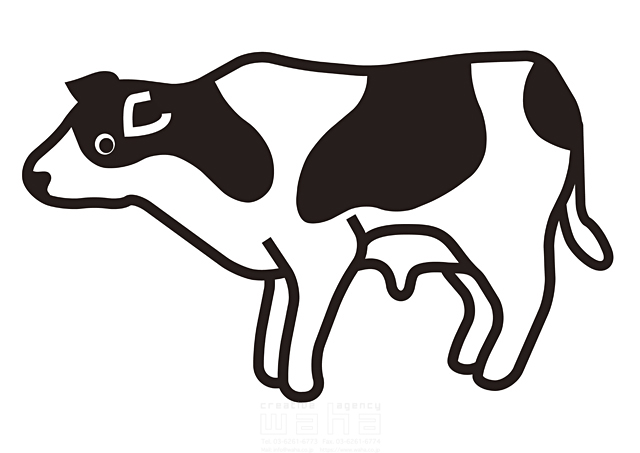イラスト＆写真のストックフォトwaha（ワーハ）　動物、牛、干支　間嶋 陽子　18-0108a