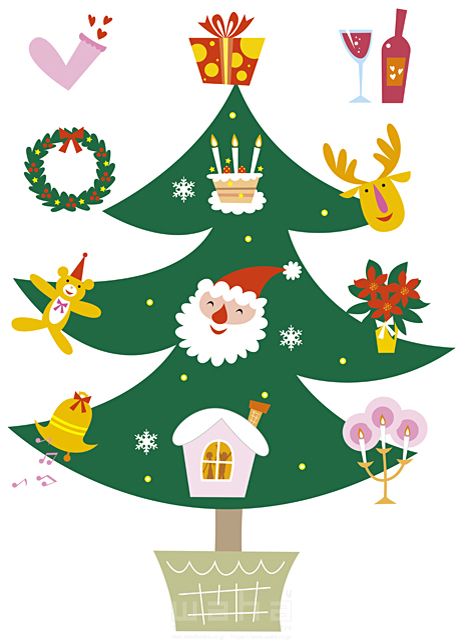 イラスト＆写真のストックフォトwaha（ワーハ）　物、クリスマスツリー、クリスマス　小沢和夫イラスト工房　18-0126b