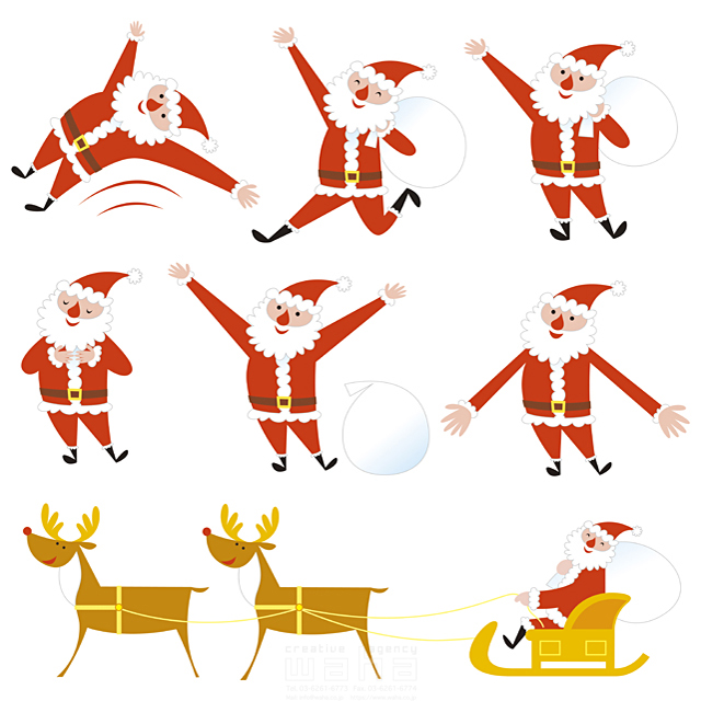 キャラクター サンタクロース クリスマス トナカイ そり 白バック イラスト作品紹介 イラスト 写真のストックフォトwaha ワーハ カンプデータは無料