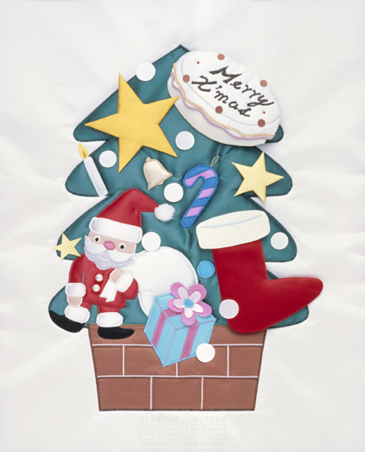 イラスト＆写真のストックフォトwaha（ワーハ）　クリスマス、サンタクロース、クリスマスツリー、クラフト　チコウ カオル　18-0198b