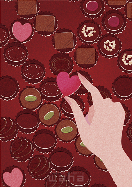 イラスト＆写真のストックフォトwaha（ワーハ）　食べ物、お菓子、デザート、スイート、チョコレート、ハート、バレンタイン　コヅカ ヒロミ　18-2208b