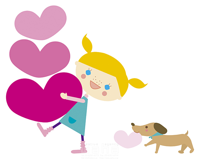 人物 子供 女の子 1人 動物 犬 運ぶ くわえる 笑顔 ハート 愛情 白バック イラスト作品紹介 イラスト 写真のストックフォトwaha ワーハ カンプデータは無料