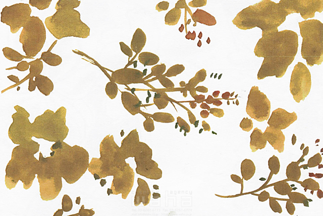 イラスト＆写真のストックフォトwaha（ワーハ）　植物、花、樹々、葉、水彩、自然、ナチュラル、エコ、エコロジー、ガーデンライフ、はぎ、萩、秋、和、模様　ヒラタ シノ　18-3373a