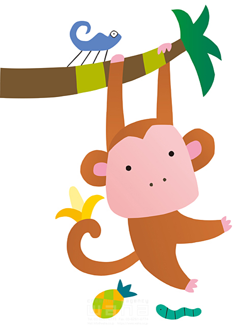 動物 猿 サル バナナ ぶらさがる 白バック メルヘン イラスト作品紹介 イラスト 写真のストックフォトwaha ワーハ カンプデータは無料