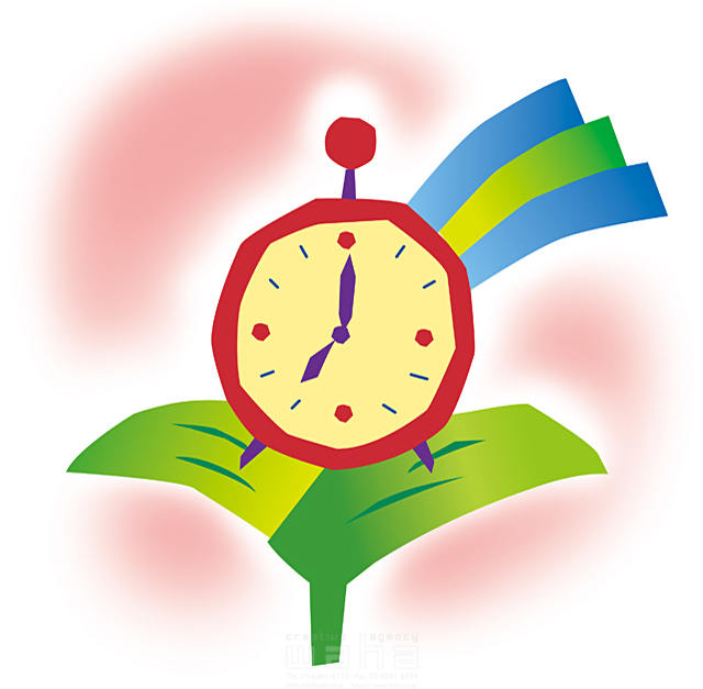 植物 葉 双葉 芽 時計 時間 目覚まし時計 メルヘン イラスト作品紹介 イラスト 写真のストックフォトwaha ワーハ カンプデータは無料