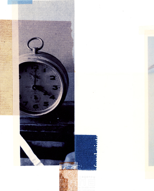 イラスト＆写真のストックフォトwaha（ワーハ）　インテリア、紙、コラージュ、貼り絵、写真、古時計、懐中時計、デザイン、レトロ、セピア、モダン　井上 陽子　18-3920b
