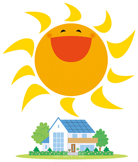 住宅 家 ソーラー 太陽 快適 自然 恵み エネルギー 元気 健康 エコロジー クリーン 白バック イラスト作品紹介 イラスト 写真のストックフォトwaha ワーハ カンプデータは無料