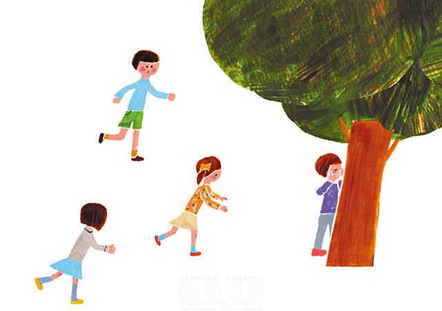 人 人物 子供 男の子 女の子 だるまさんが転んだ 遊ぶ 木 公園 自然 楽しい イラスト作品紹介 イラスト 写真のストックフォトwaha ワーハ カンプデータは無料