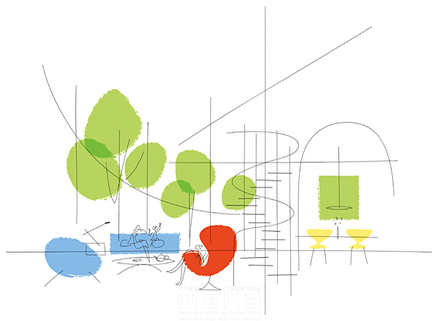 イラスト＆写真のストックフォトwaha（ワーハ）　人、人物、人物イメージ、家、部屋、リビング、やすらぎ、モダン、インテリア、ファッション、スタイリッシュ　SUNNY　18-4312b