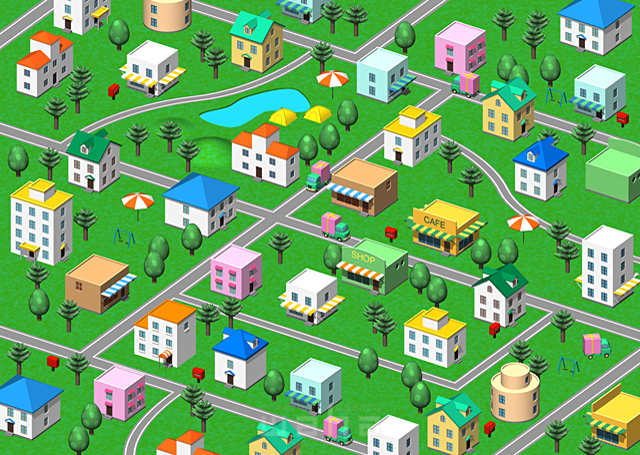 街並み 町並み 住宅街 地域 社会 集合 俯瞰 建物 レゴ 3d 明るい 楽しい カラフル イラスト作品紹介 イラスト 写真のストックフォトwaha ワーハ