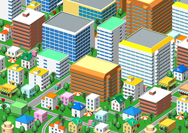 街並み 町並み 住宅街 地域 社会 集合 俯瞰 建物 レゴ 3d 明るい 楽しい カラフル イラスト作品紹介 イラスト 写真のストックフォトwaha ワーハ カンプデータは無料