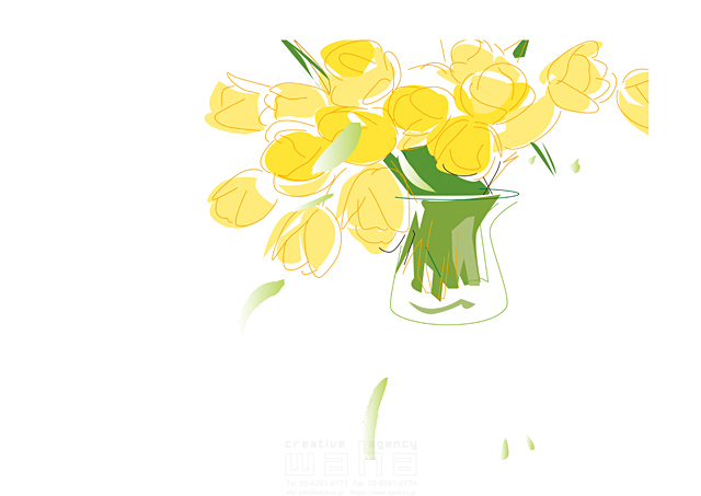 イラスト＆写真のストックフォトwaha（ワーハ）　植物、花、チューリップ、花瓶　都筑みなみ　18-4592a