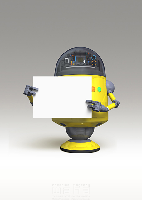 イラスト＆写真のストックフォトwaha（ワーハ）　ロボット、機械、メカ、メッセージボード、未来、3D　野林 賢太郎　18-4729c