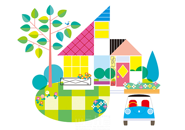 イラスト＆写真のストックフォトwaha（ワーハ）　住宅、家、庭、自動車、抽象　Tatsuya　18-4789b