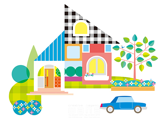 イラスト＆写真のストックフォトwaha（ワーハ）　住宅、家、庭、自動車、抽象　Tatsuya　18-4791b