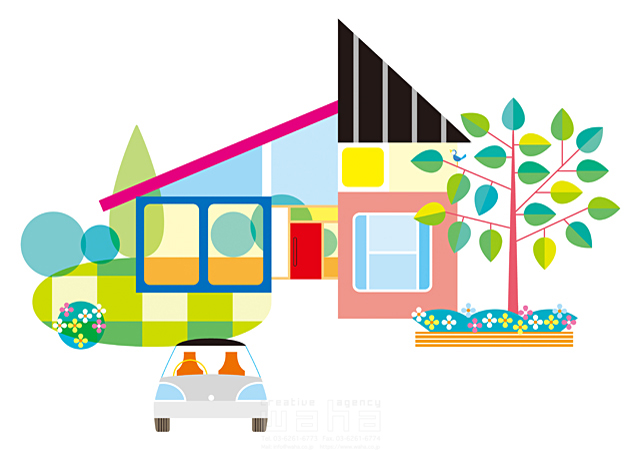 イラスト＆写真のストックフォトwaha（ワーハ）　住宅、家、庭、自動車、抽象　Tatsuya　18-4793b