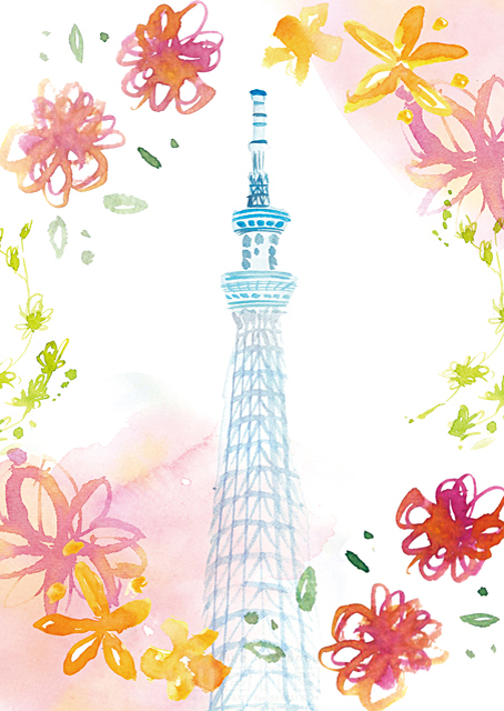スカイツリータワー 東京 エコロジー 植物 花 華やか 春 イラスト作品紹介 イラスト 写真のストックフォトwaha ワーハ カンプデータは無料
