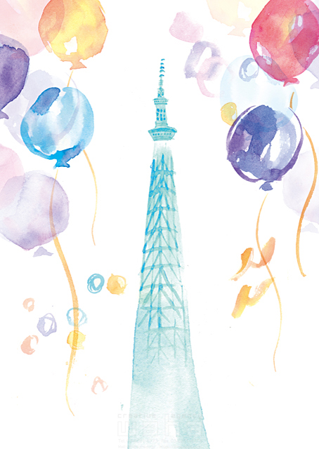 スカイツリー 東京 タワー 風船 華やか にぎやか イラスト作品紹介 イラスト 写真のストックフォトwaha ワーハ カンプデータは無料