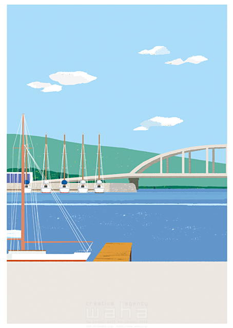 風景 自然 夏 船 港 海 橋 イラスト作品紹介 イラスト 写真のストックフォトwaha ワーハ カンプデータは無料