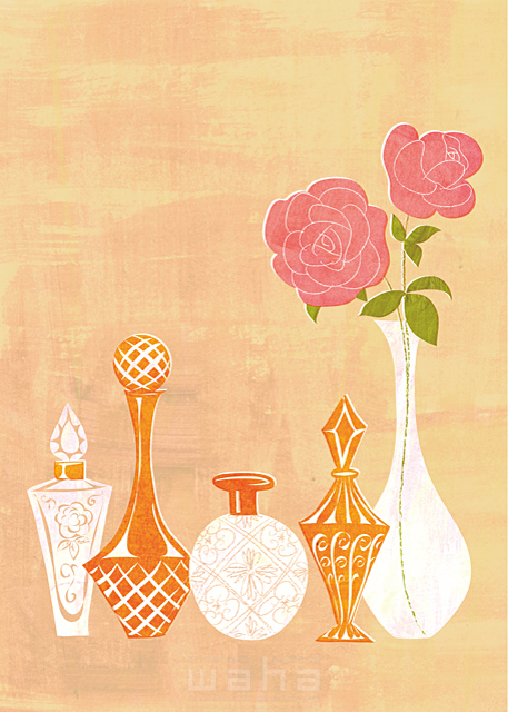 イラスト＆写真のストックフォトwaha（ワーハ）　生活小物、雑貨、花瓶、観葉植物、美容、小瓶、花、バラ　Ananas Works　18-5181b